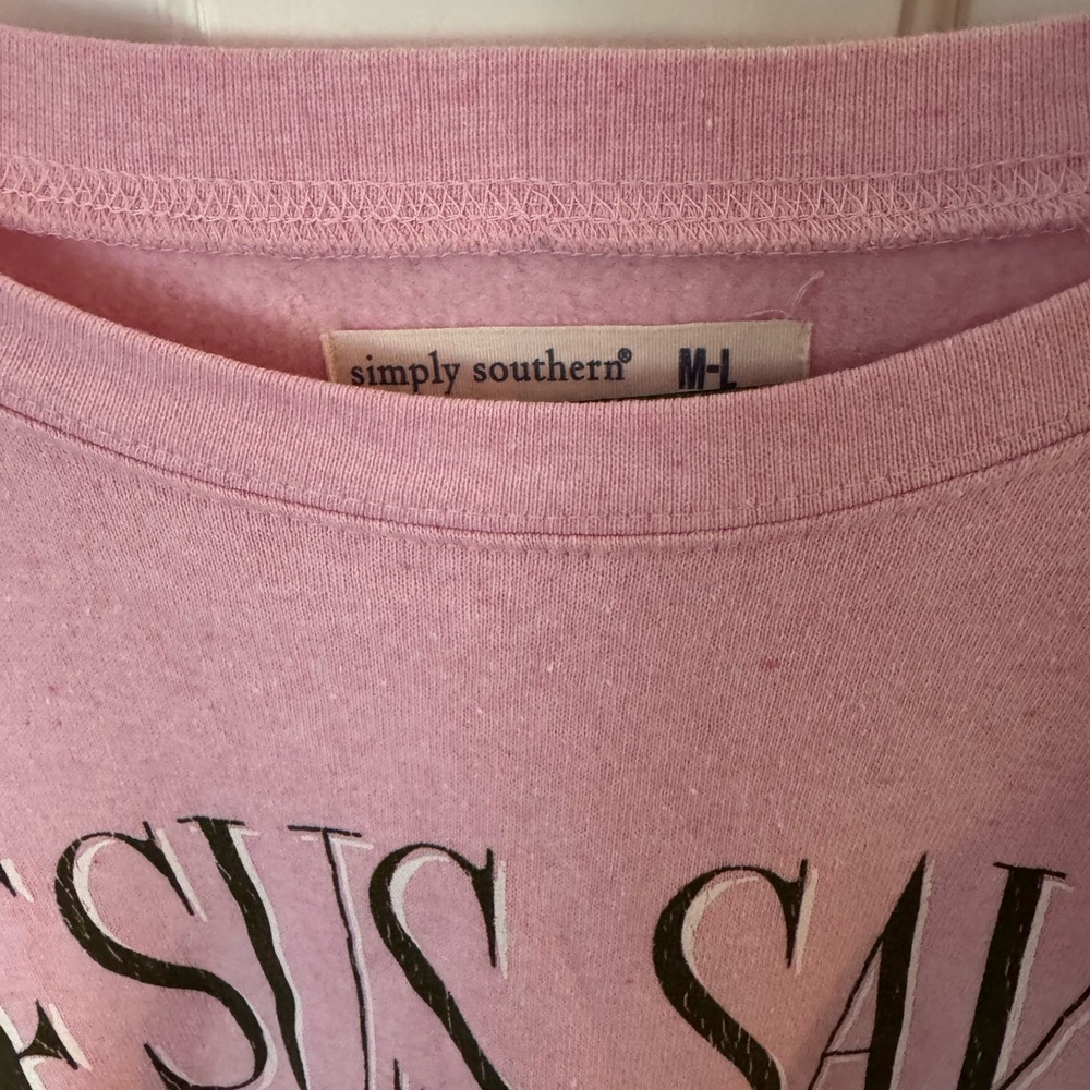 Simply Southern Pink "Jesus Saves" Pullover Sweatshirt - Picture 4 of 4